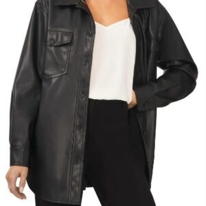 Halogen Faux Leather Shirt Jacket